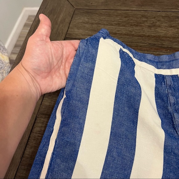 Madewell Blue and White Striped Cropped Pants - Picture 6 of 12